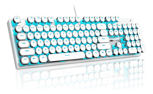 Teclado Mecanico Blanco Retropunk Retroiluminado Azul