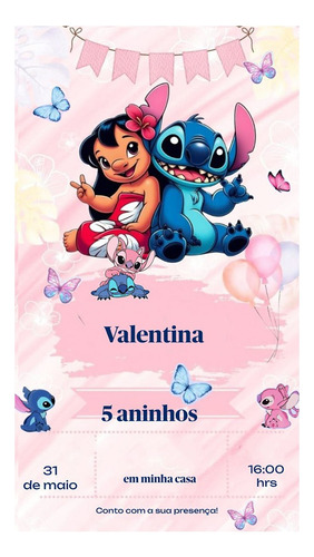 Convite Digital Escolha O Seu Envio Imediato Lilo E Stitch