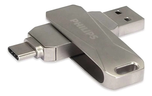 Pendrive Philips 64 Gb 2 En 1 Usb Tipo C 3.0 Snap Gris