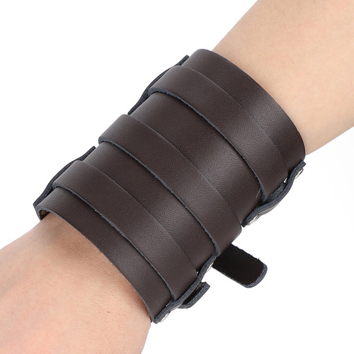 Pulsera Ancha De Cuero Para Hombre Y Mujer Ajustable