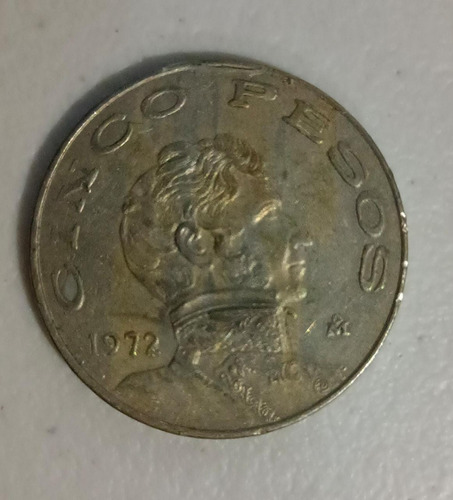 Moneda Cinco Pesos Mexicanos 1972