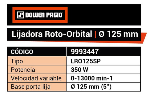 Imagen 7 de 10 de Lijadora Roto Orbital 350 W 220 V Dowen Pagio 9993447