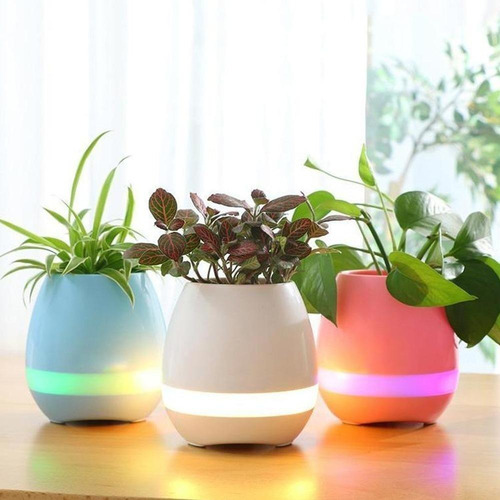 Imagen 2 de 6 de Maceta Magica Musical Luz Led Parlante Bluetooth Deco Nordic