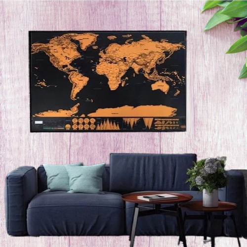 Imagem 1 de 9 de Mapa Mundi De Raspar Viagem Mapa Raspadinha 82 X 52cm Quadro