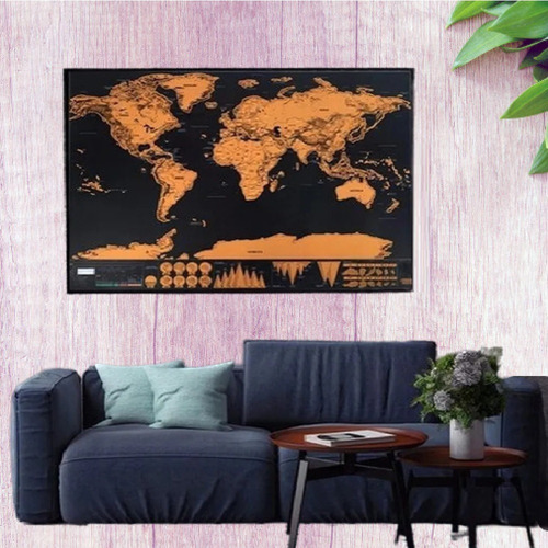 Mapa Mundi De Raspar Viagem Mapa Raspadinha 82 X 52cm Quadro