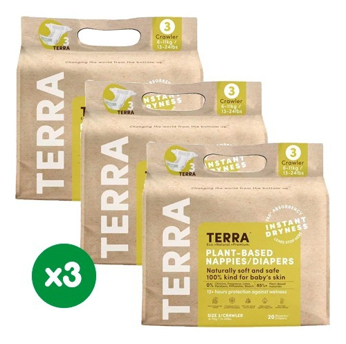 Pañales Terra Biodegradables Pack X3 Elige La Talla 