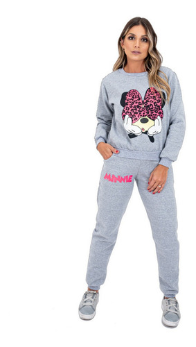 Imagem 1 de 10 de Conjunto Moletom Feminino Personagem Minnie Mickey De Frio