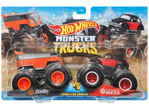  Monster Trucks - Dragbus Vs Volkswagen Beetle - Mattel