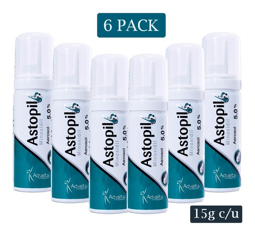 Imagen 1 de 9 de Astopil Minoxidil 5% Espuma Para Cabello Y Barba - 6pack 15g
