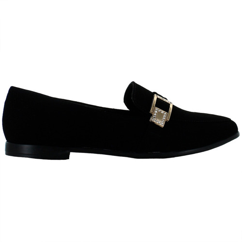 Clasben Zapato Mocasin Herraje Brillos Negro Mujer 83719