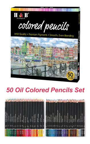 Set De Lápices Artist Pencils H&b, 50 Colores, Preafilados