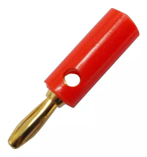 Conector Banana Dual Sin Soldadura Type Gold Plated Rojo