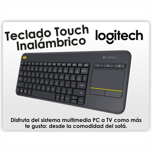 Imagen 3 de 9 de Teclado Inalámbrico Logitech Touch K400 Plus · Pc Tv Android