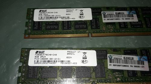 Imagem 2 de 3 de Hp 8gb 2rx4 Pc3-10600r R610 R710 500205-271 C/2 =16gb (2761)