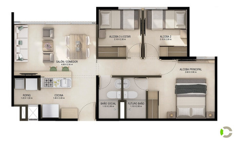 Imagen 3 de 10 de Apartamento Con Parqueadero Zona Campestre Rionegro