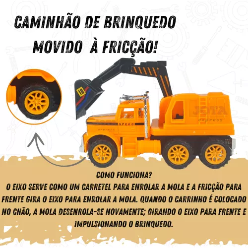 Kit com 4 Tratorzinhos de Construção – Articulados – Aprox 17 Cm