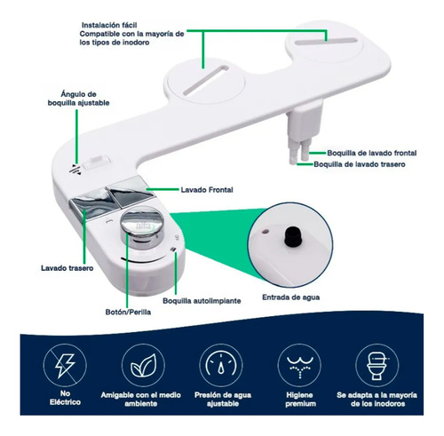 Bidet Para Baño Mecanico Con Presion Ajustable Blanco