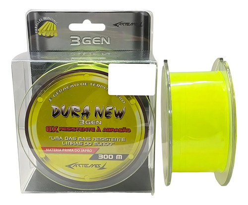 Linha Pesca Artemis Dura New Amarelo 0,40mm 40lb Mono C/300m