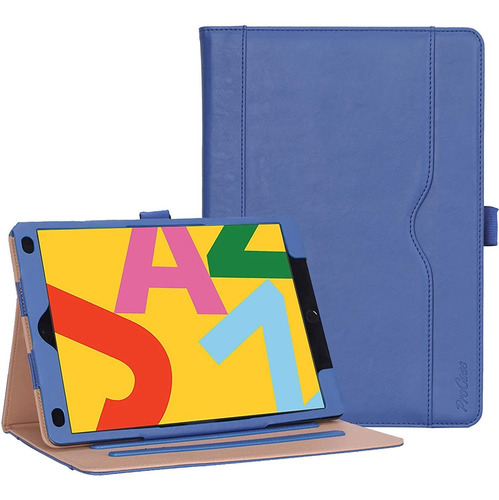 Funda De Cuero Vintage iPad 10.2 9na 8va 7ma Gen Azul Mar