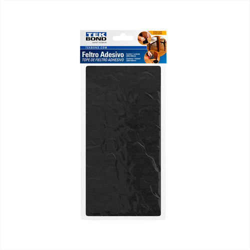 Feltro Adesivo Retangular Preto Tek Bond 200x100mm