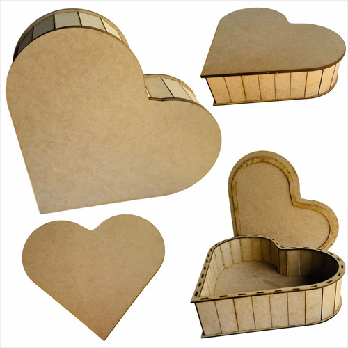 Caja Forma De Corazón Mdf - San Valentin - Para Regalo