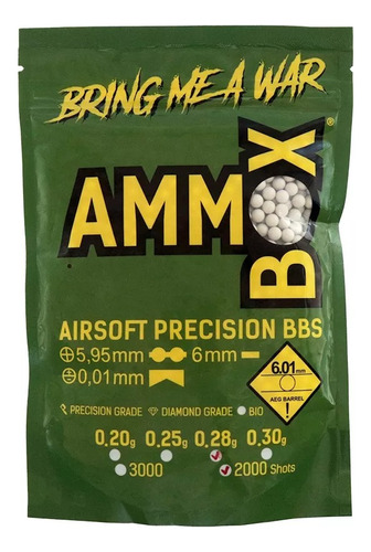 Bbs 0,28g Airsoft - Pacote 2000 Unidades. Ammo Box Federaty