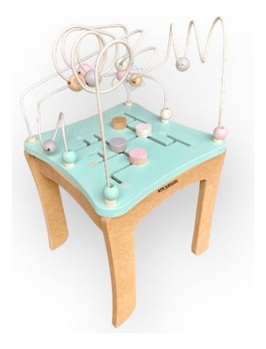 Juguete Didactico Madera Mesita + Buscacaminos Y Laberinto Aqua
