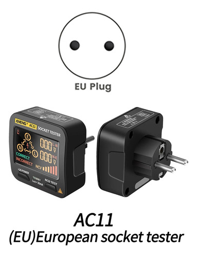 Probador De Enchufes Digital Aneng Ac11, Prueba De Voltaje Y