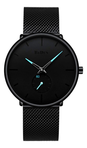 Relojes Negros Para Hombre, Reloj De Malla Resistente Al Agu