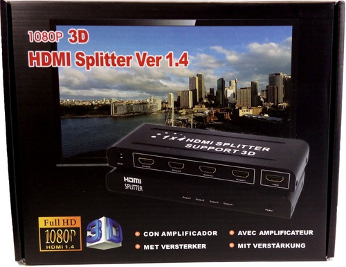 Adaptador Hdmi 1x4 Do 1 Hdmi Em 4 Hdmi Lotus Splitter Distribuidor Hdmi 1x4 Divisor Full Hd 1.4 3d 1080p 10 Bits