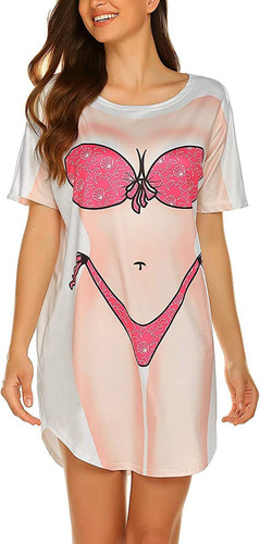 Camiseta Holgada Tipo Vestido Nueva Con Estampado De Bikini