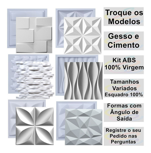 Formas Moldes Pra Gesso 3d Cimenticio Abs Plástico Kit Fdg