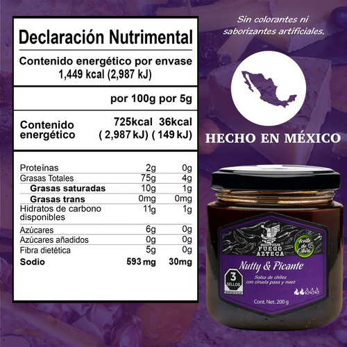 Fuego Azteca - Nutty & Picante 3-pack Salsa Premium Gourmet