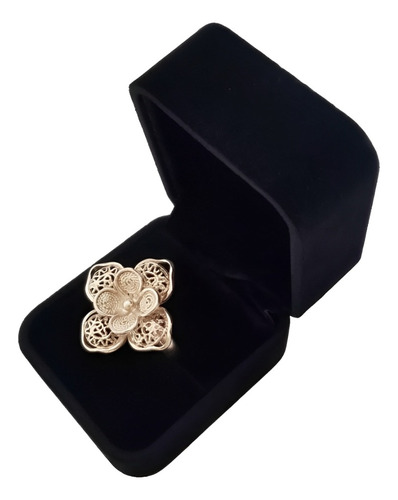 Anillo Para Mujer Flor Filigrana Joya Regulable Plata 950