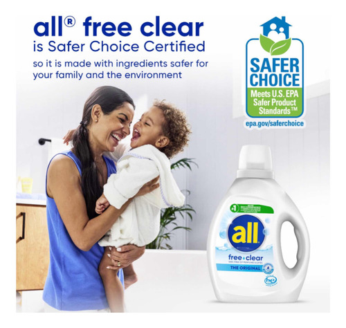 Detergente Líquido Ropa All Transparente Para Piel Sensible