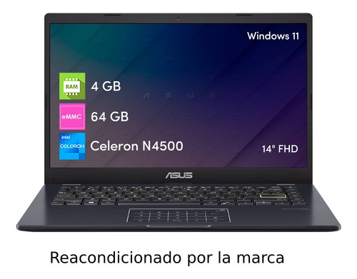 Notebook Asus Vivobook Go Celeron 4gb 64gb 14 Fhd W11 Azul