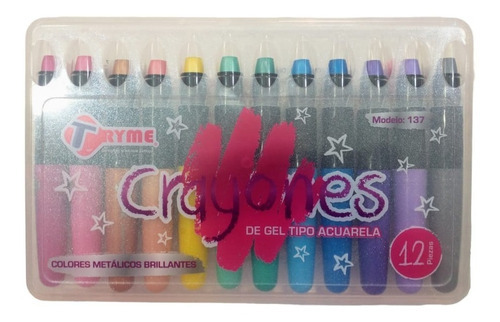 Crayones De Gel Acuarela Colores Metálicos 12 Psz Tryme