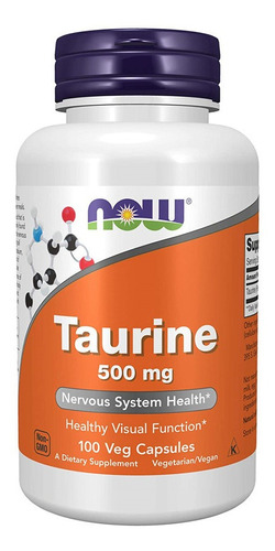 Taurina 500 Mg 100 Cápsulas Vegetales Taurine Now Aminoácido
