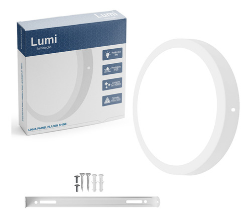 Kit 4 Plafon Painel Led Lumi Sobrepor Redondo 6w Luz Branco Frio 6500k Bivolt