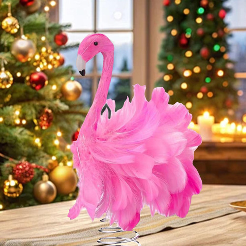 Adorno Elegante Para De Navidad De Flamenco, Plumas