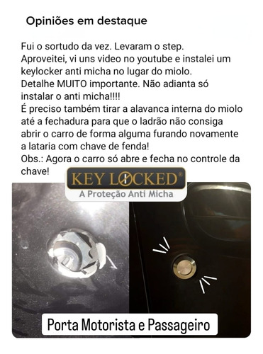 Tampa Anti Micha Miolo Fechadura Renault Kwid Keylocked 1 Un