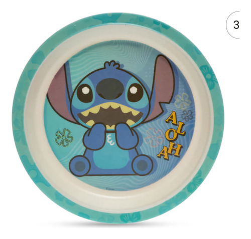 Vajilla De Fibra Ee Bambú Infantil Stitch 5 Piezas Azul Stitch