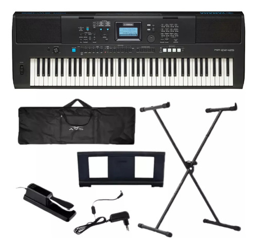 Kit Teclado Yamaha Psr-ew425+fonte+capa+suporte+pedal