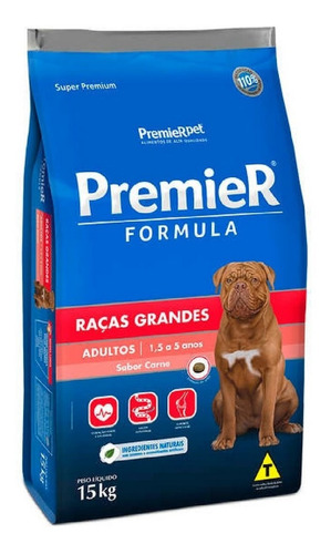 Ração Formula Adulto Raças Grandes Sabor Carne 15kg Premier