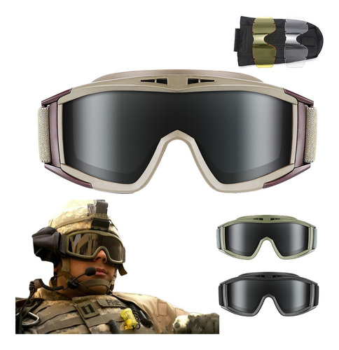 Policia Careta Gafas Goggle Militar Táctico Lentes Color Amarillo
