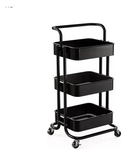 Carrito Organizador De 3 Niveles Bandeja Y Mesa De Plastico