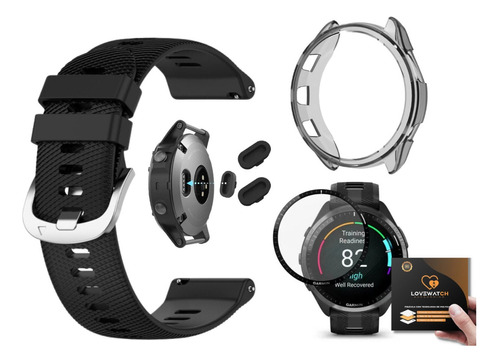 Kit Pulseira + Tampa + Capa + Película Para Garmin 965