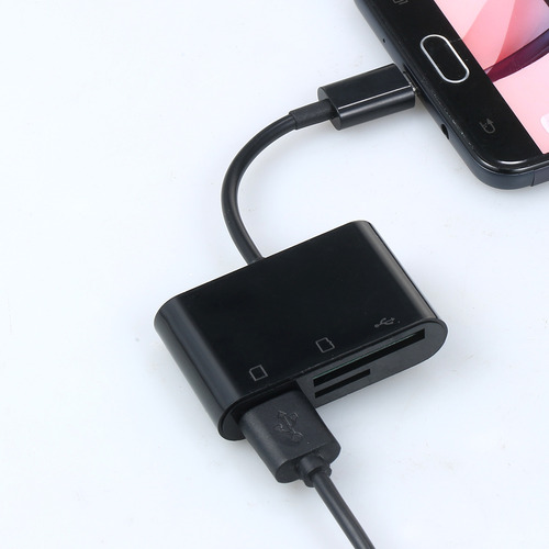 Adaptador Micro Usb Otg 3 En 1 Y Lector De Tarjetas Para Mic