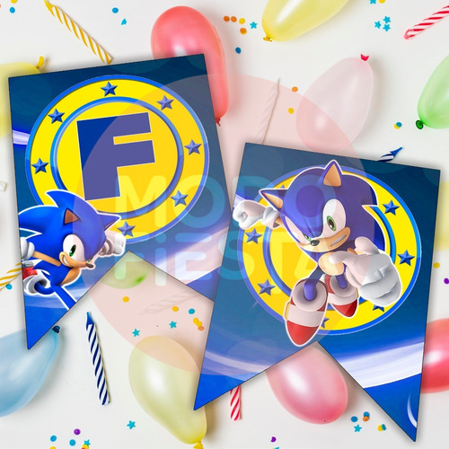 Banderines Cumpleaños Imprimibles Sonic