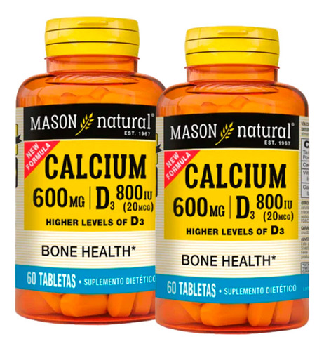 Vitamina Calcium 600mg D3 800iu (20 Mcg) (60 Tab) Pack X2
